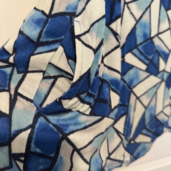 LOGO Lori Goldstein Mixed Print Blue Women Short Sleeve Top Size S - Picture 3 of 8